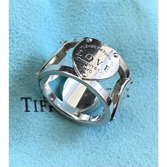 Tiffany & Co. Return NY T&co Sterling Silver 925 Wide Love Band Ring Size 4.75